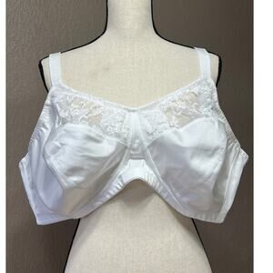 Comfort Choice Women's Full Coverage Wireless White Lace Bra Plus Size 54C New